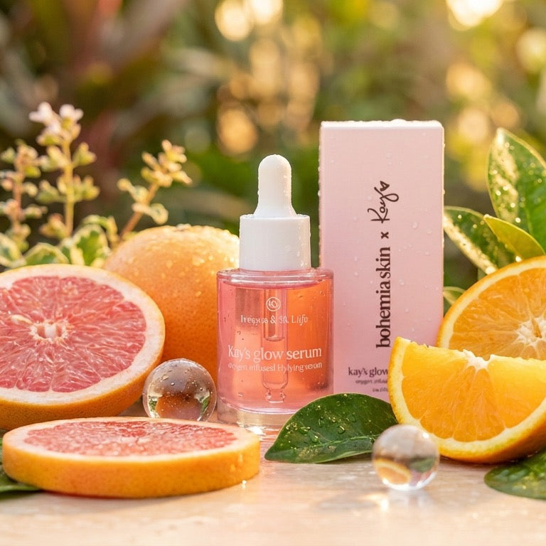 Kay's Glow Serum Banner Grapefruit Orange Citrus Outdoor