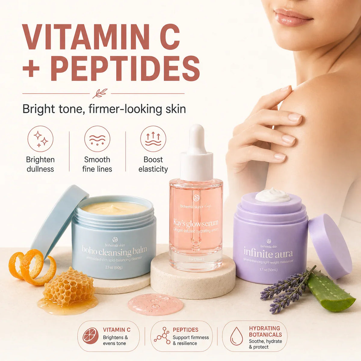 The Bohemia Skin System with visible skin support messaging for a sensitive skin routine