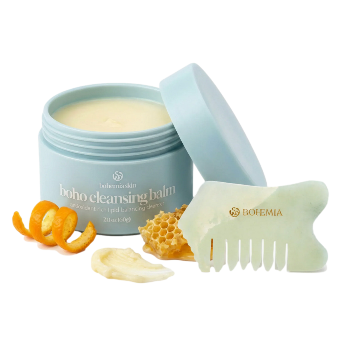 Boho Cleansing Balm jar with soft botanical ingredients and balm cleanser texture