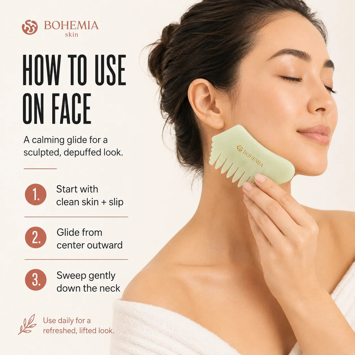 How to use the jade gua sha comb on the face