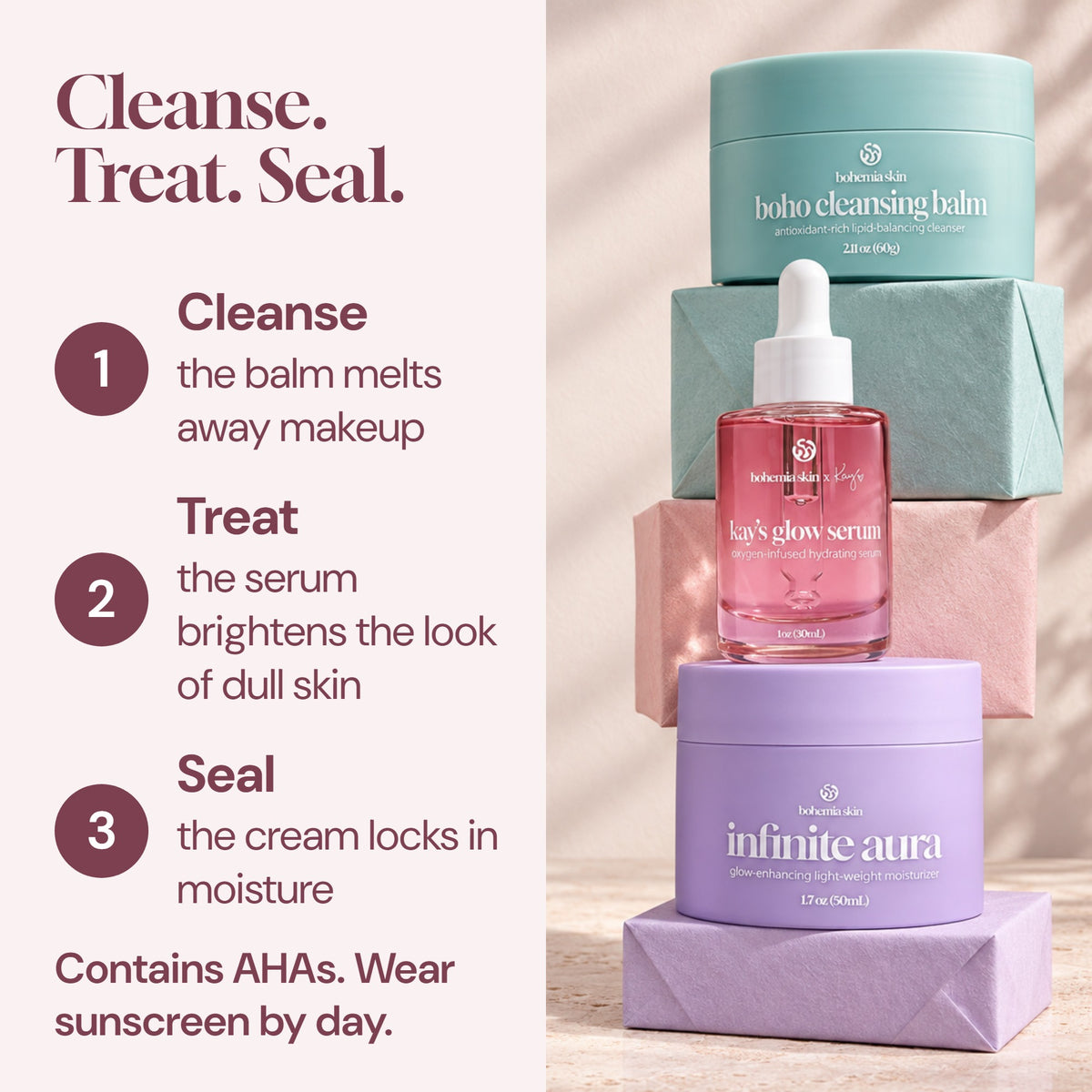 Cleanse, treat, seal: the three steps of the Bohemia Skin System