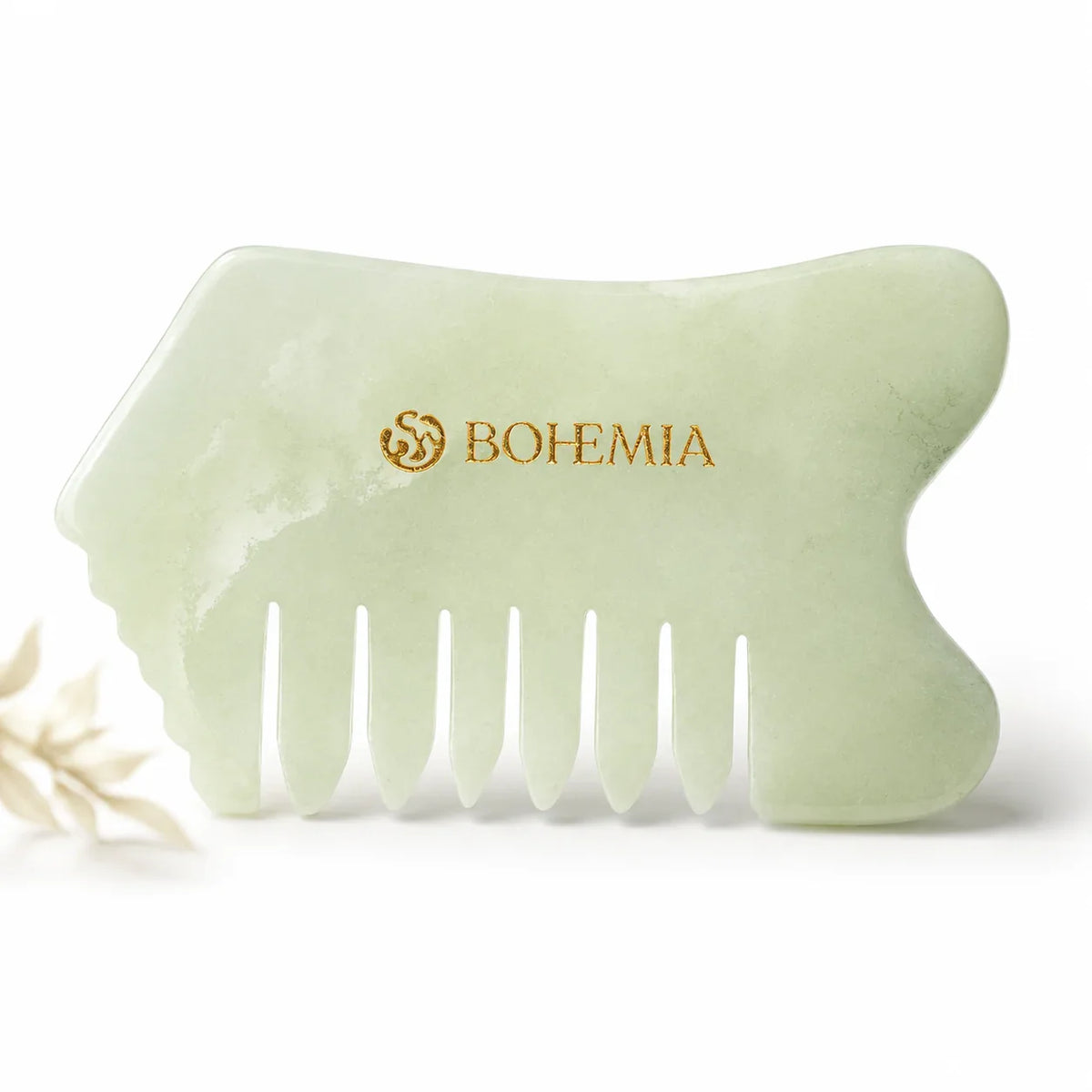 Authentic jade gua sha comb for face and hair by Bohemia Skin