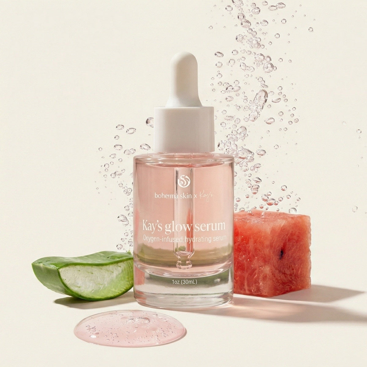 Kays Glow Serum Banner Watermelon Aloe Water Splash