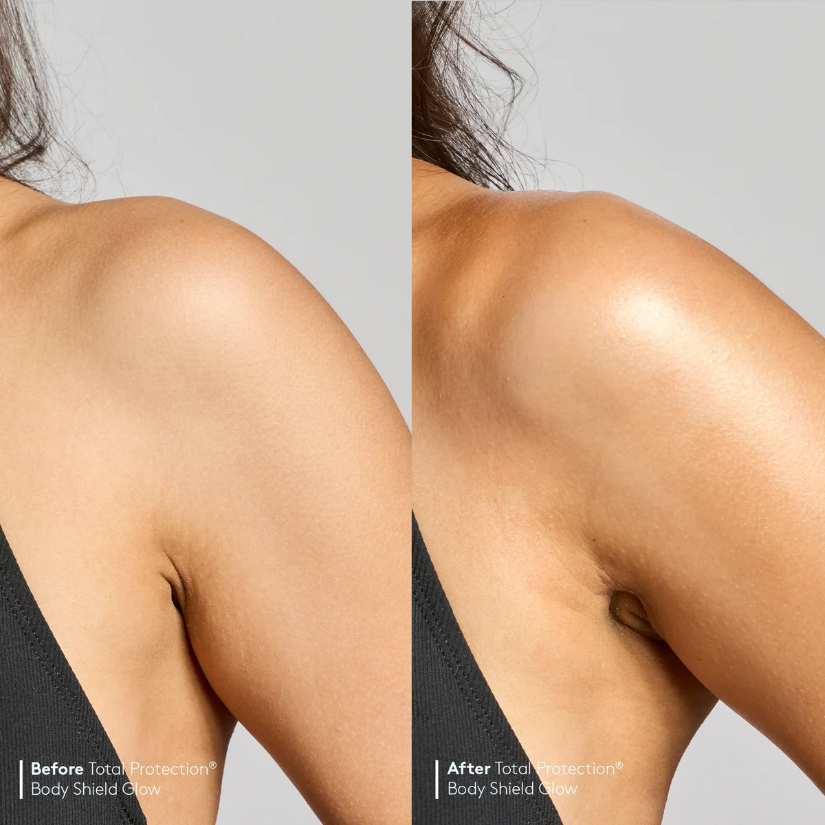 Total Protection Body Shield Glow SPF 50 applied to skin