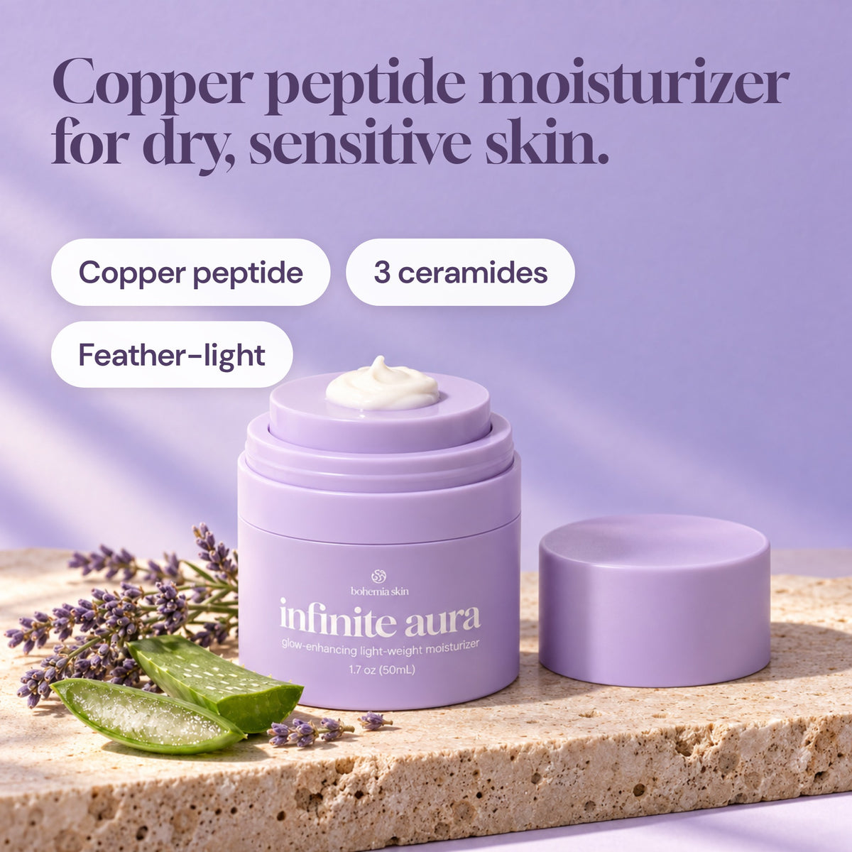 Infinite Aura copper peptide moisturizer for dry, sensitive skin