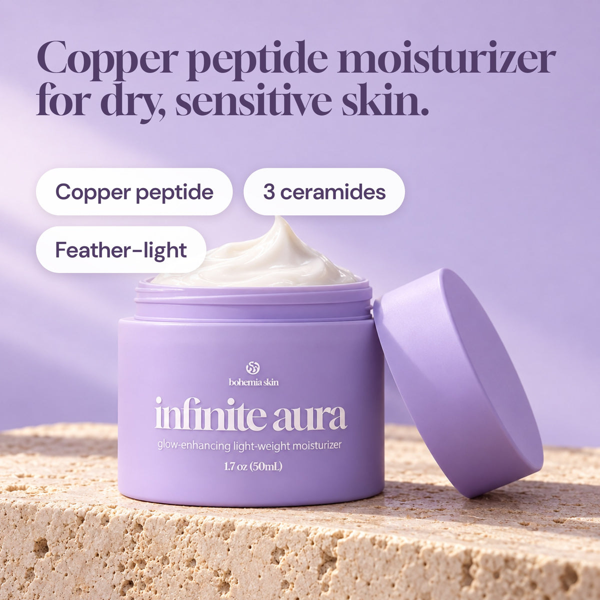 Infinite Aura copper peptide moisturizer for dry, sensitive skin
