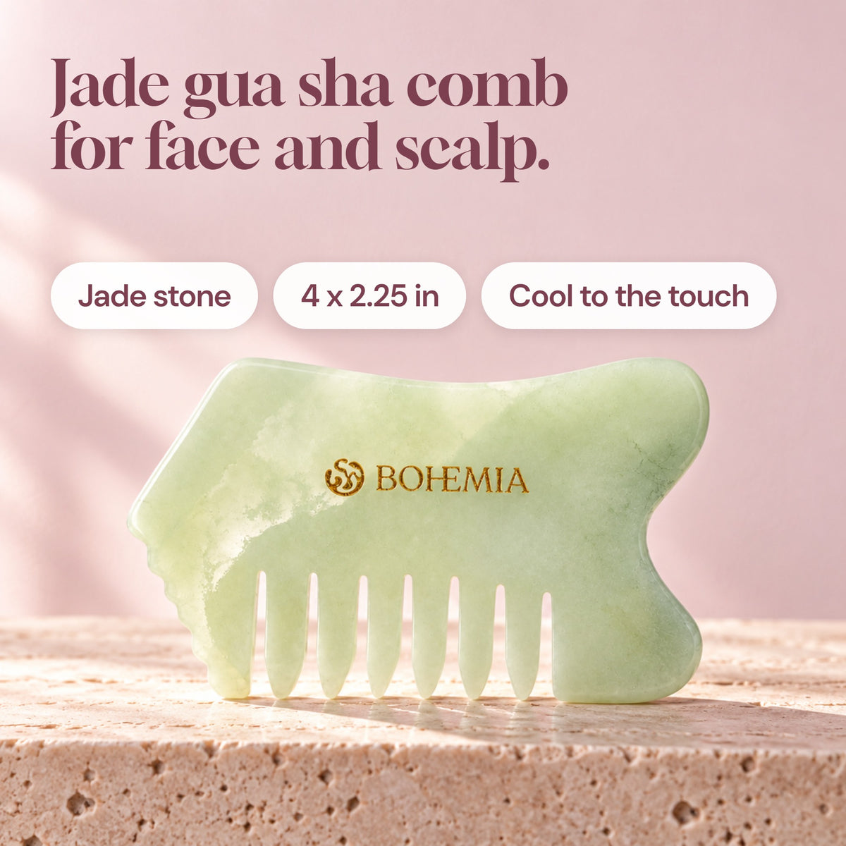 Jade gua sha comb for face and scalp