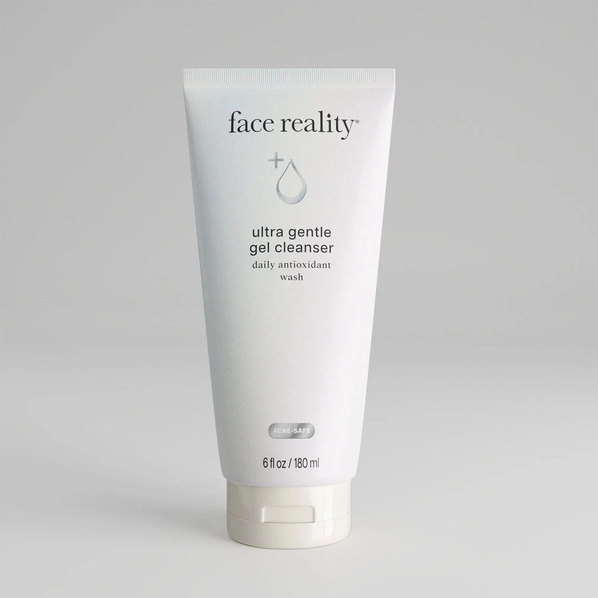 Face Reality Ultra Gentle Gel Cleanser tube, daily antioxidant wash, 6 oz, on plain background